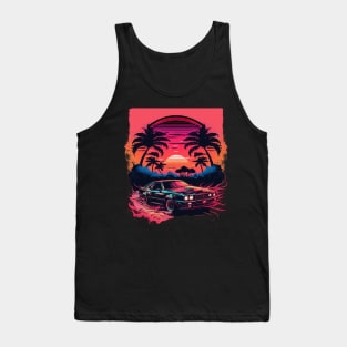 Retro Car in Synthwave Style Tank Top